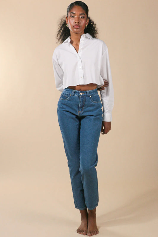 Push Up Mom Jeans Classic Blue
